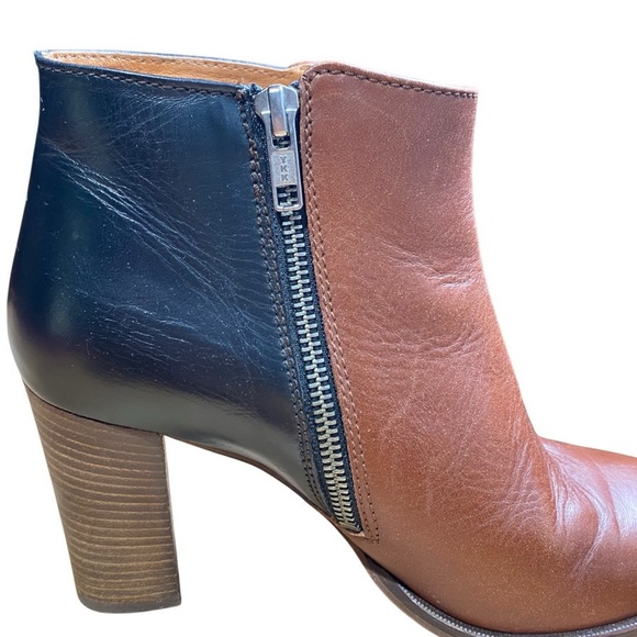 Madewell Reid Two-Tone Leather Ankle Boots in Black & Chestnut size 7.5 - Picture 7 of 13